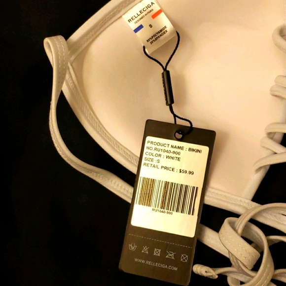 RELLECIGA White Criss Cross Triangle Bikini Top Size Small # - Picture 8 of 8
